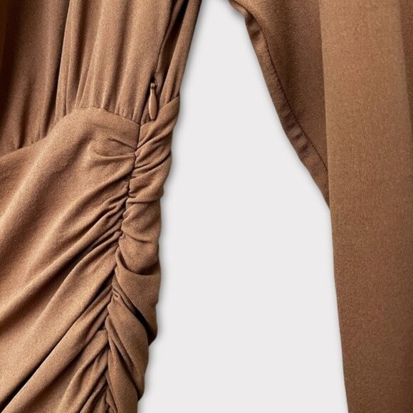 Alexandre Vauthier Draped Jersey Cowl Neck Mini Dress Tan NWT Womens Size 6 / 38 - Picture 10 of 13